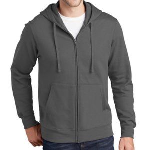 New Men's XXL Charcoal Grey Zip Hoodie with Handwarmer Pockets